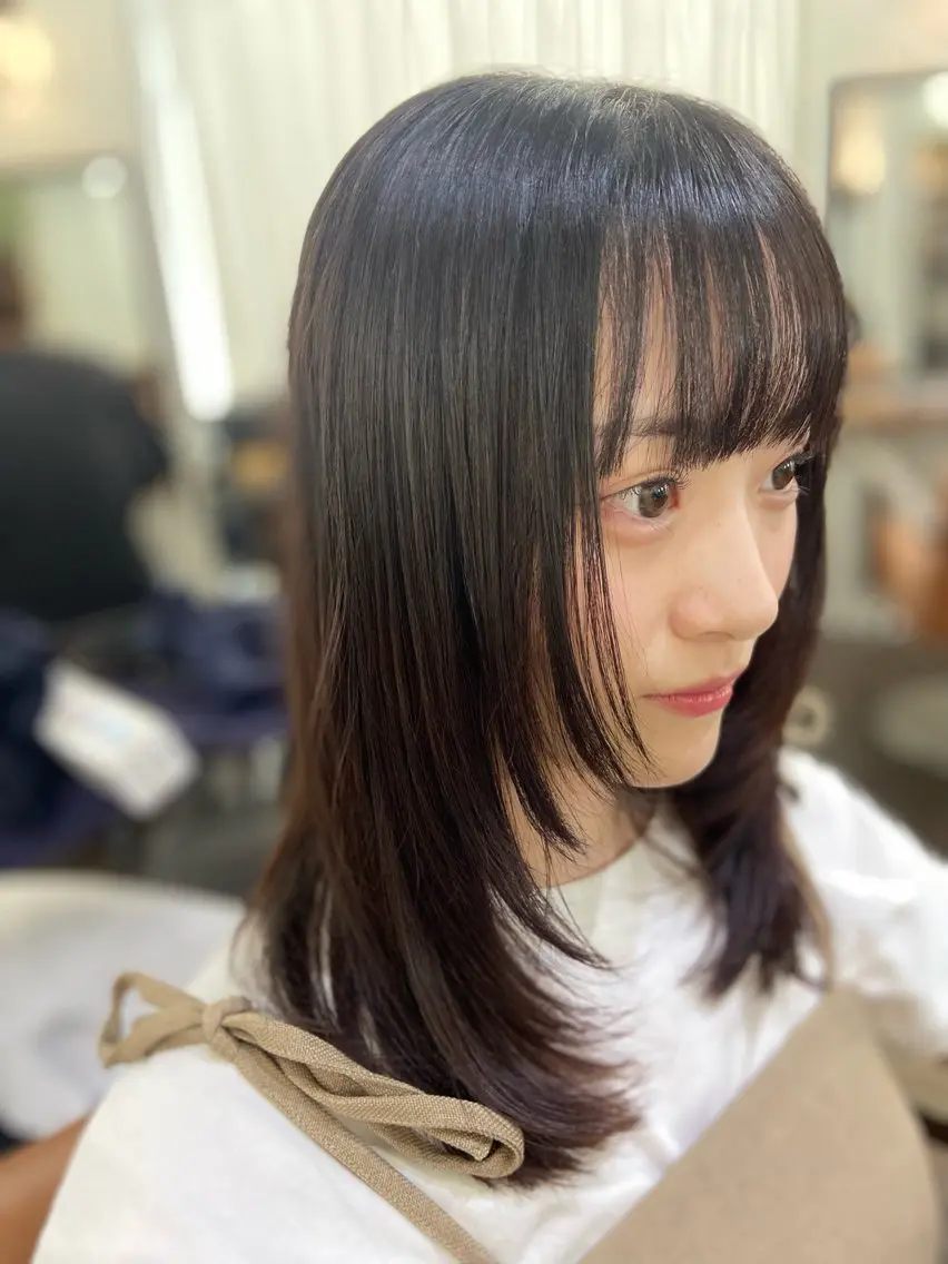 セミロング 顔まわりレイヤー 韓国風ヘア レイヤーカット 🌷名駅/髪質改善 ヘアセット/モネ🌷のヘアスタイル