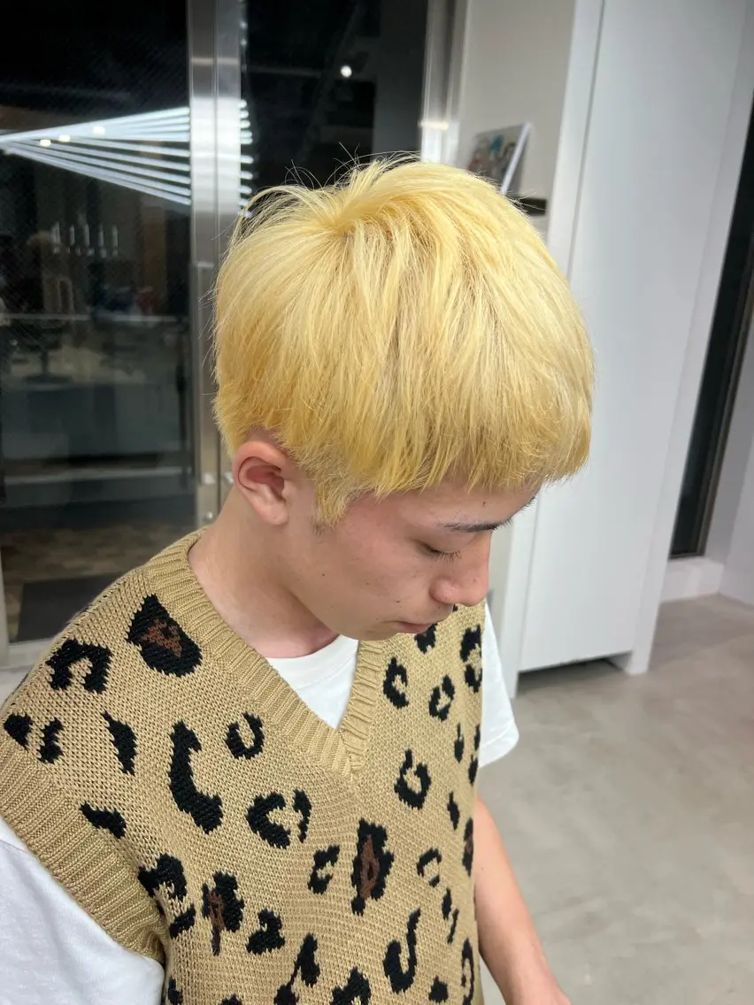 カラー メンズ マッシュ メンズパーマ 波巻きパーマ ボブ ヘアカラー トリートメント レディースショート 福岡天神メンズパーマのヘアスタイル