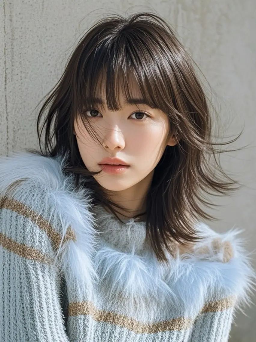 ミディアム ショートボブ ミディアムレイヤー ミディアムパーマ アッシュ ボブ カット ヘアカラー ウルフカット 811 大阪梅田 ウルフのヘアスタイル