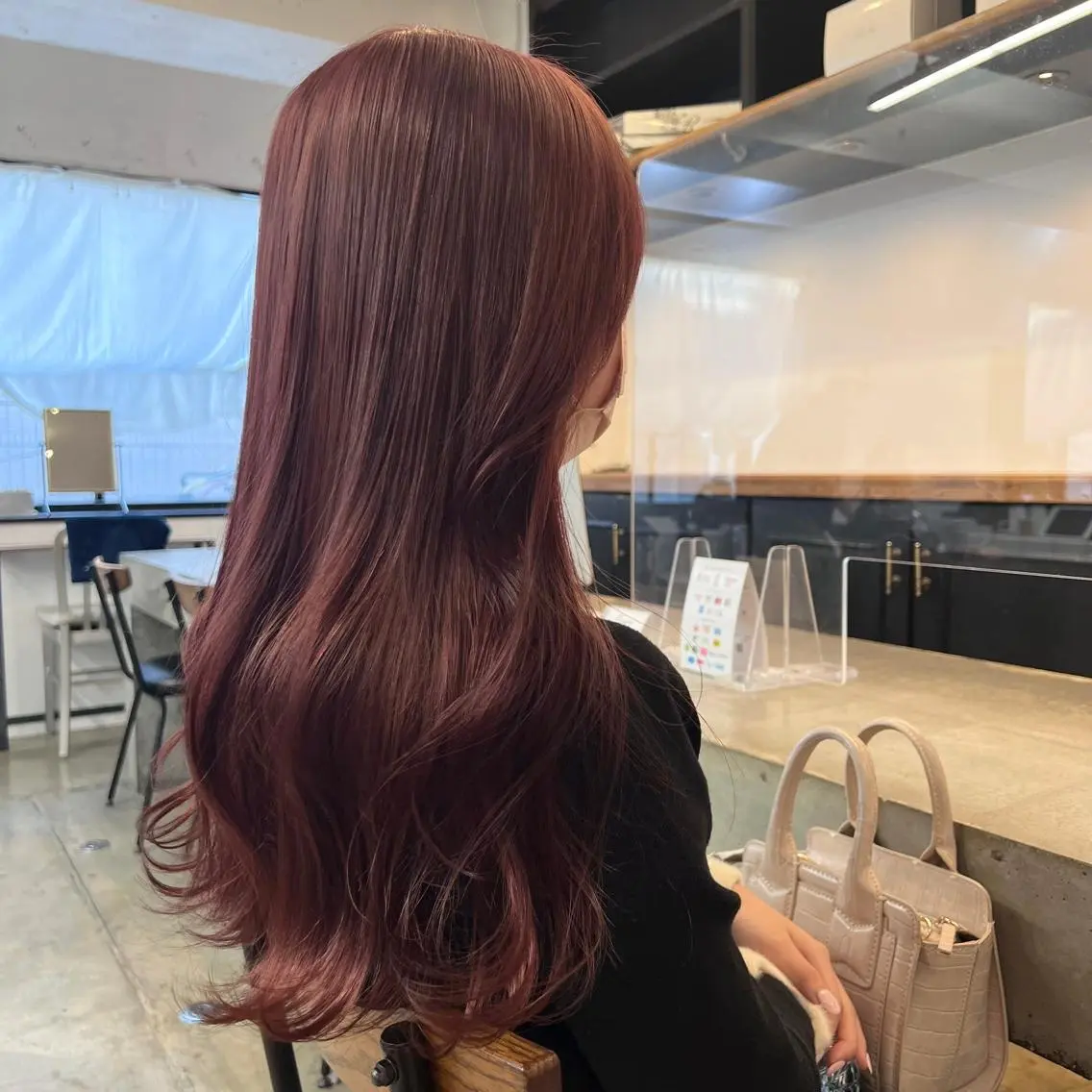 ロング ヘアカラー トリートメント 🌷ラベンダーピンク 顔まわり🌷ねいろのヘアスタイル