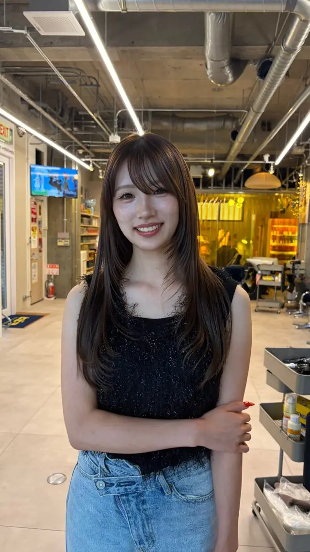 ロング カット sara ブリーチカラーのヘアスタイル