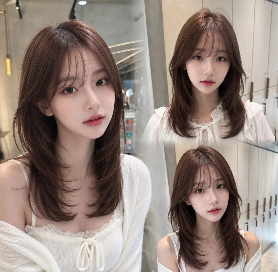 ミディアム カラー レイヤーカット カット ヘアカラー トリートメント レイヤー/上品 色素カラー/山口のヘアスタイル