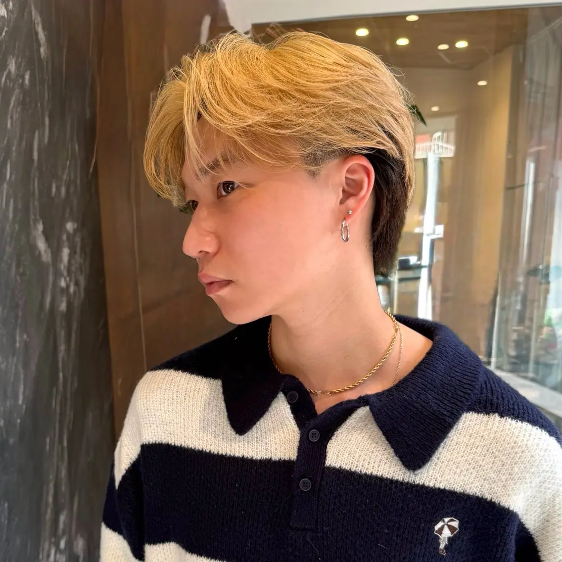 ミディアム カラー メンズ センターパート ブラウンカラー ミルクティーブラウン 💈原宿指名No.1 センターパート💈のヘアスタイル
