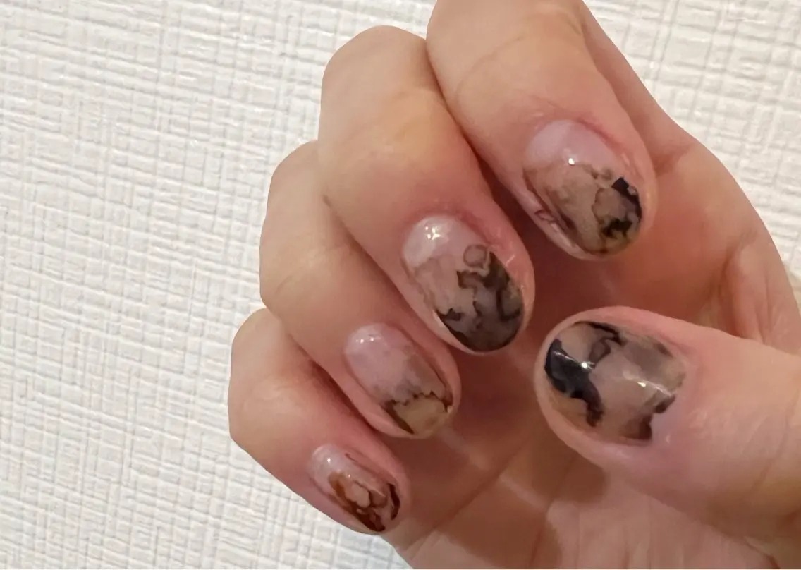 ネイル ブラウン シンプルネイル ハンドネイル private salon mieのネイルデザイン