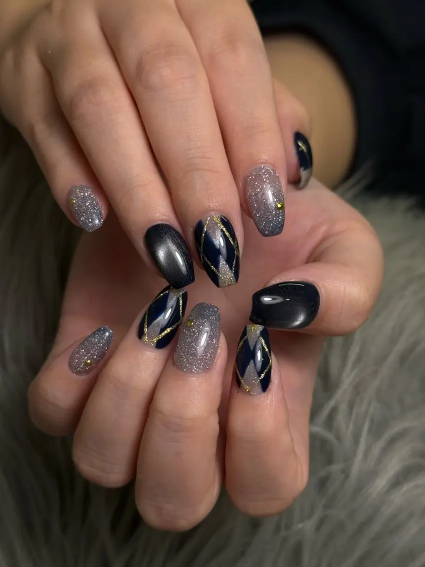 ネイル アートネイル メンズネイル ネイビー ハンドネイル nail salon h🎀小夏のネイルデザイン