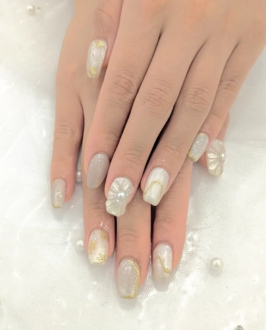 ネイル ブライダルネイル Lily nail 船橋 yuki🍒のネイルデザイン