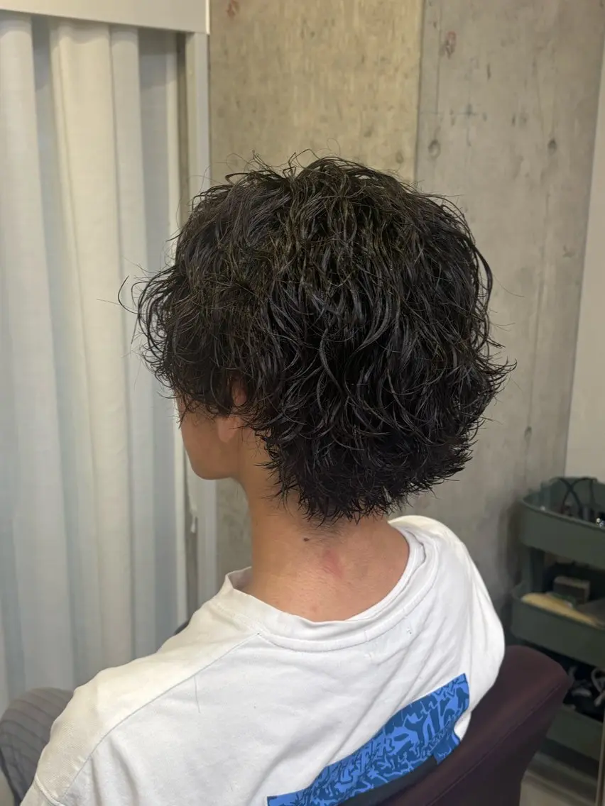 ミディアム パーマ メンズ 河合 哲平のヘアスタイル