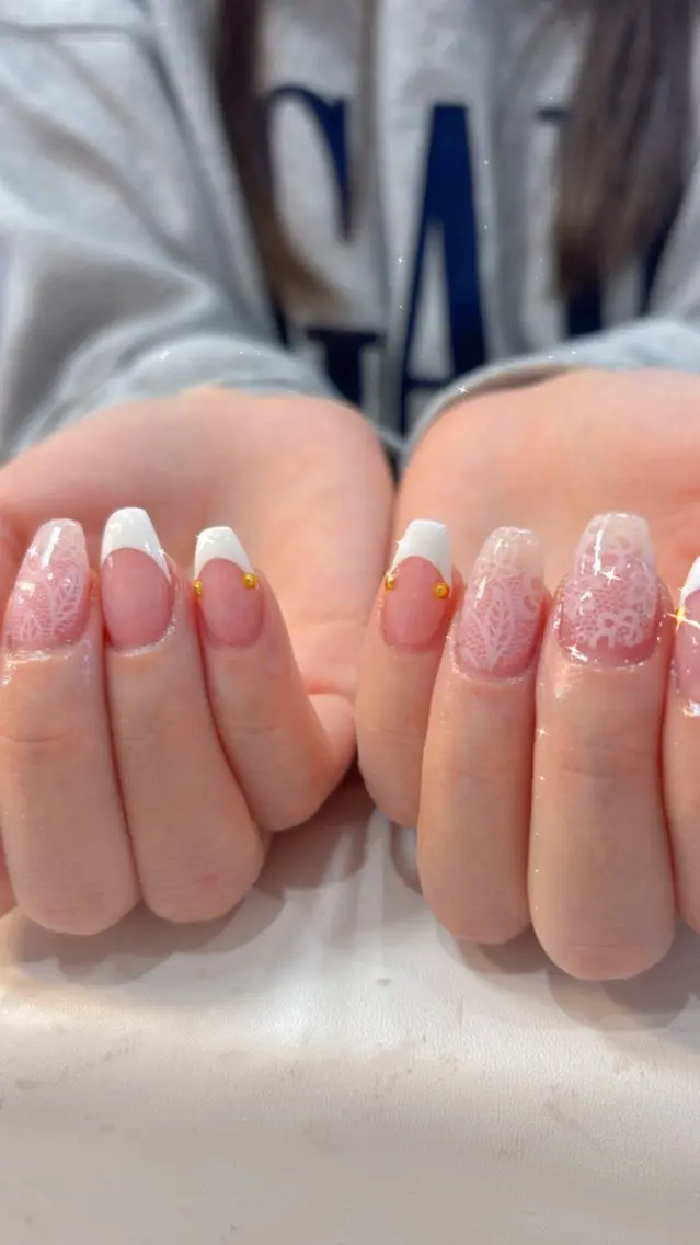 ネイル レース ハンドネイル 鶴橋wooone nail.rieのネイルデザイン
