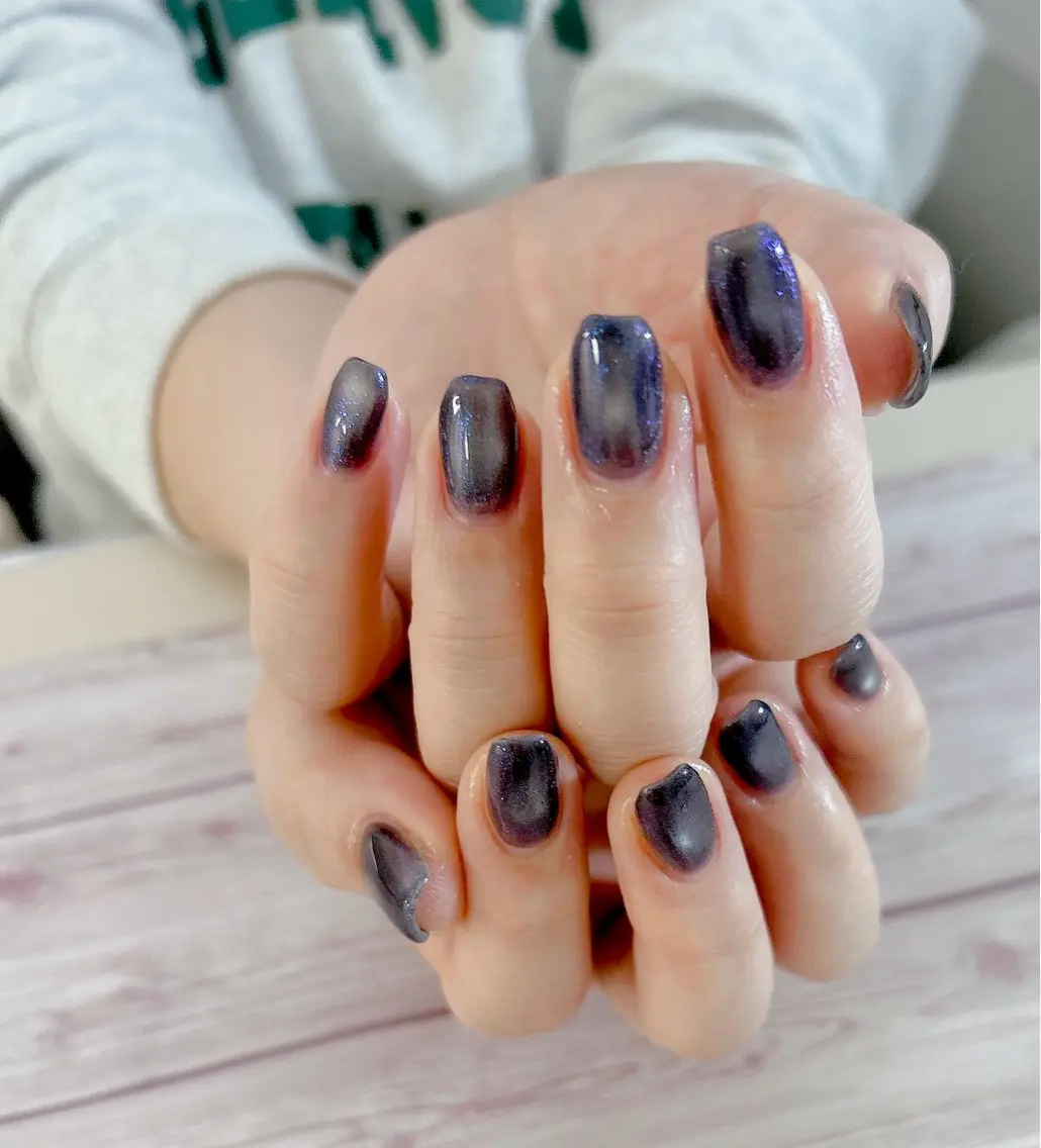 ネイル ブルー ラメ(グリッター) マグネットネイル ハンドネイル MYu Beauty Salon YURIのネイルデザイン