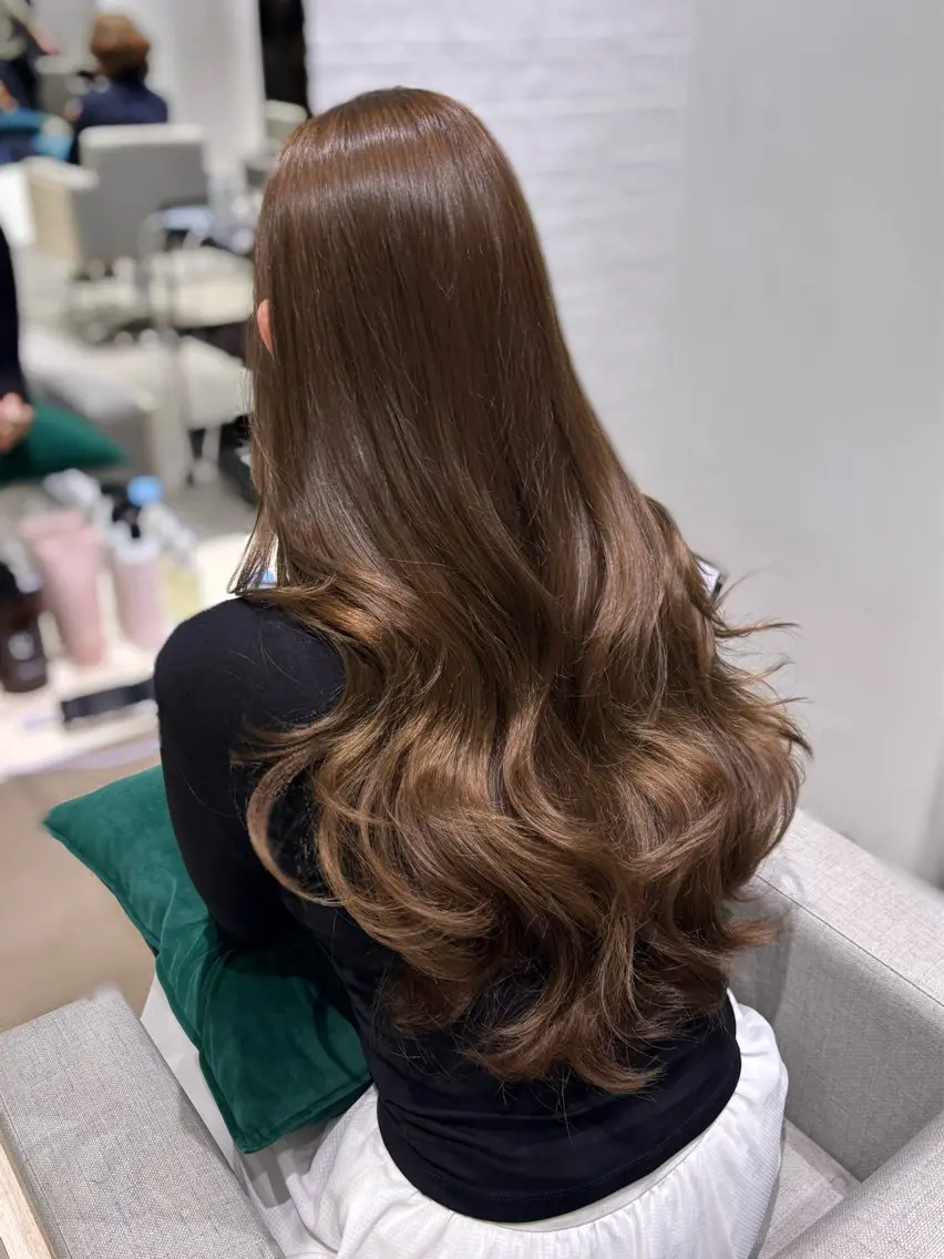ロング カラー ベージュカラー グレージュ ミント ミントベージュ 韓国風ヘア カット ヘアカラー トリートメント 銀座/韓国レイヤー/ 艶カラー🍓原田侑依のヘアスタイル