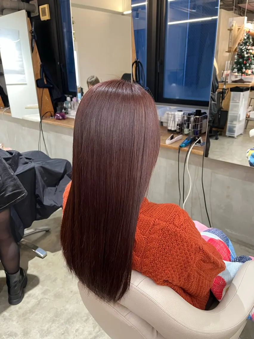 セミロング ピンクブラウン ヘアカラー トリートメント Naotsuka Yui 🌺のヘアスタイル