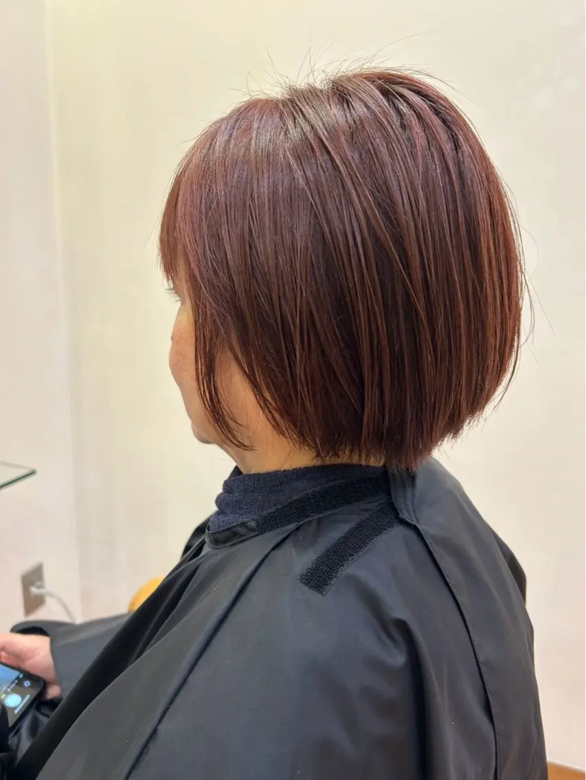 カラー ボルドーカラー 藤川 波澄のヘアスタイル