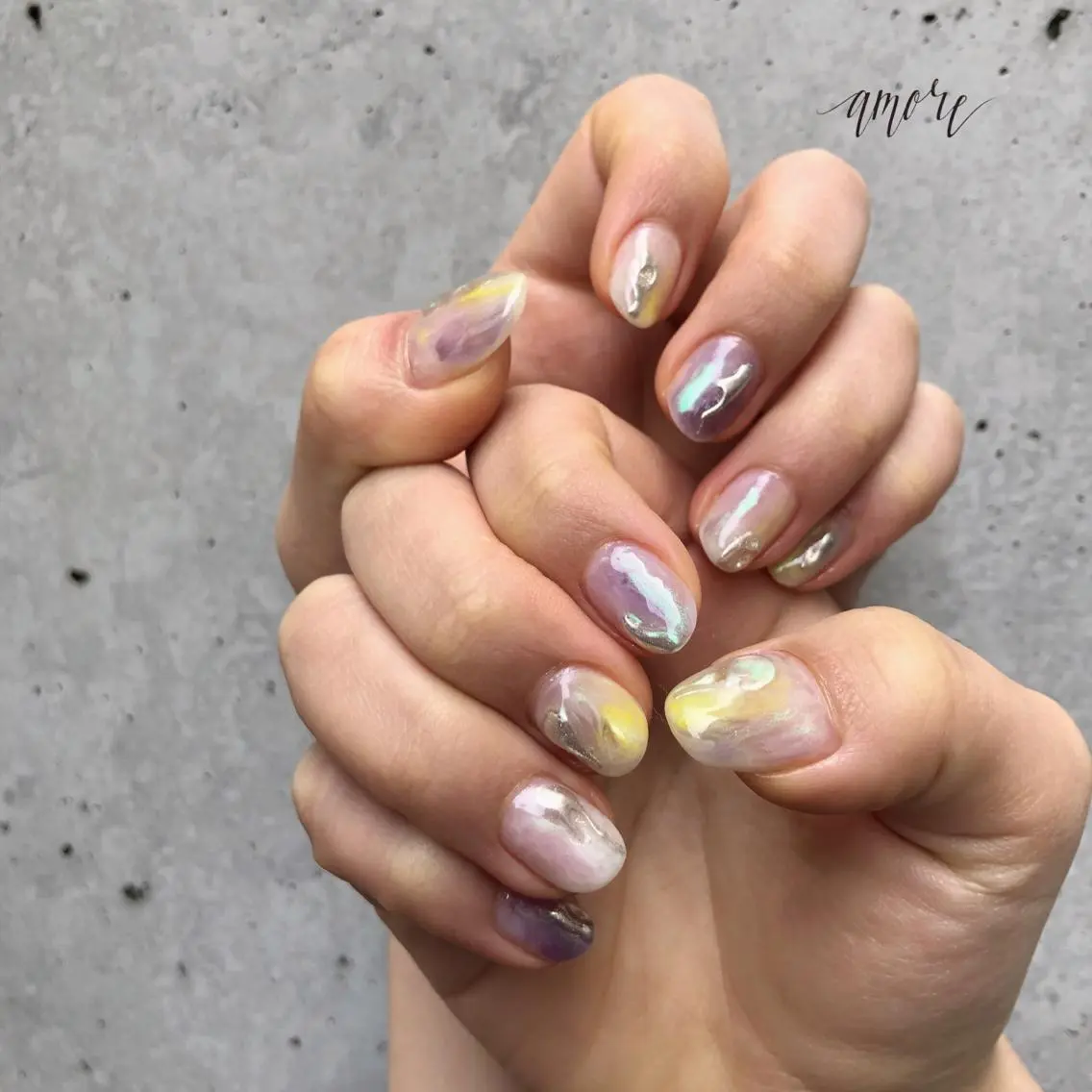 ネイル ジェルネイル ミラーネイル ニュアンスネイル 春ネイル You kyehwaのネイルデザイン