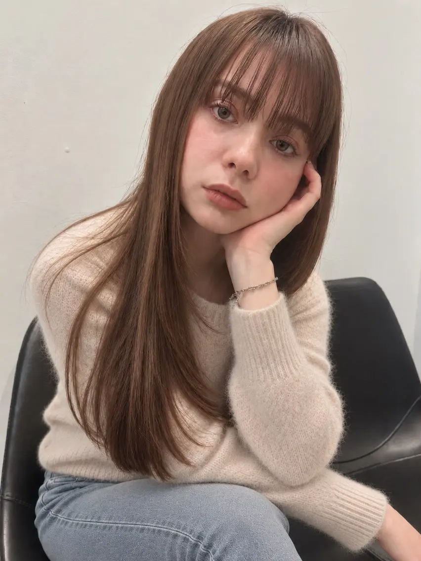 ロング ロングレイヤー レイヤーカット ロング カット 縮毛矯正 ブリーチなしカラー /艶カラー🌼水谷のヘアスタイル