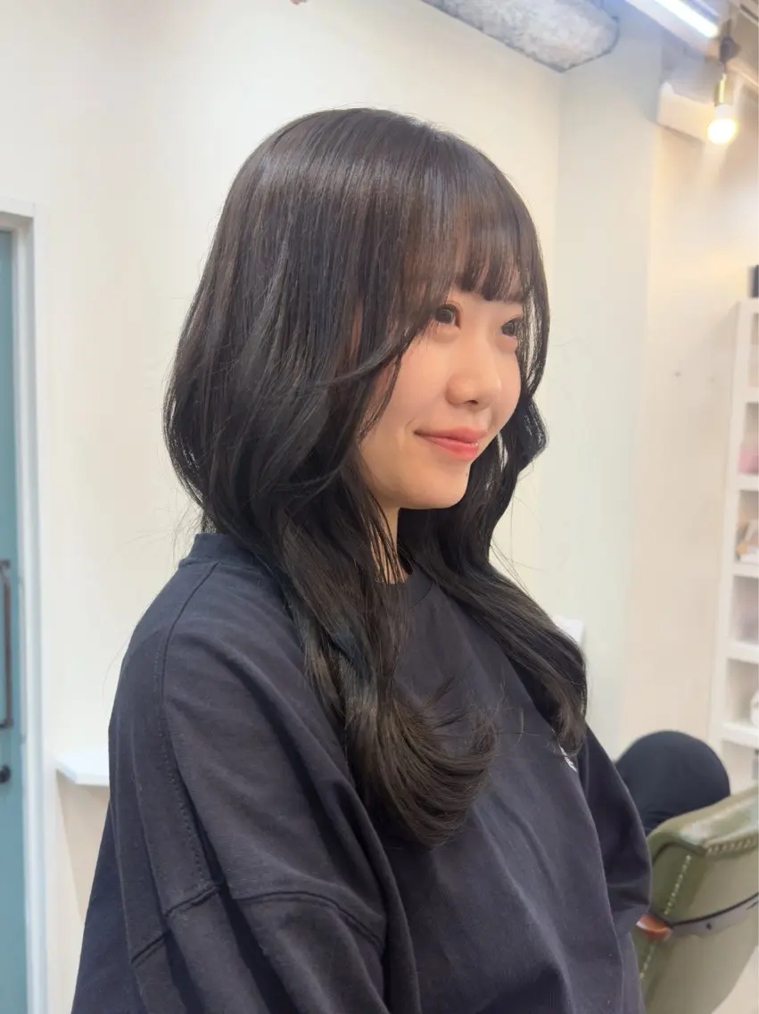 ロング カラー 透明感カラー 顔周りカット カット ヘアカラー トリートメント レイヤー/顔周り /いいぬまみかのヘアスタイル