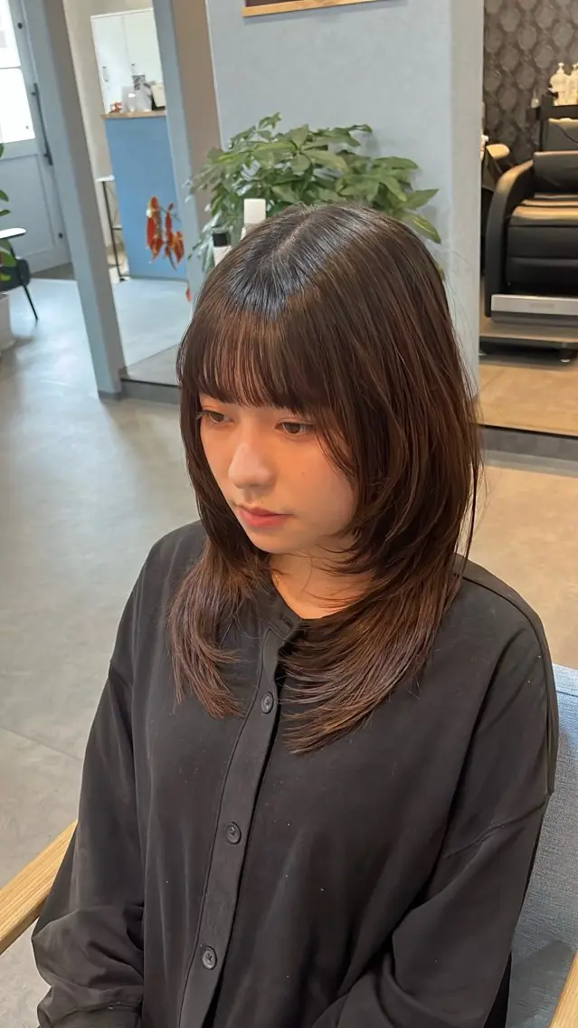 ロング 顔まわりレイヤー 顔周りカット レイヤーカット 堀井 政輝のヘアスタイル