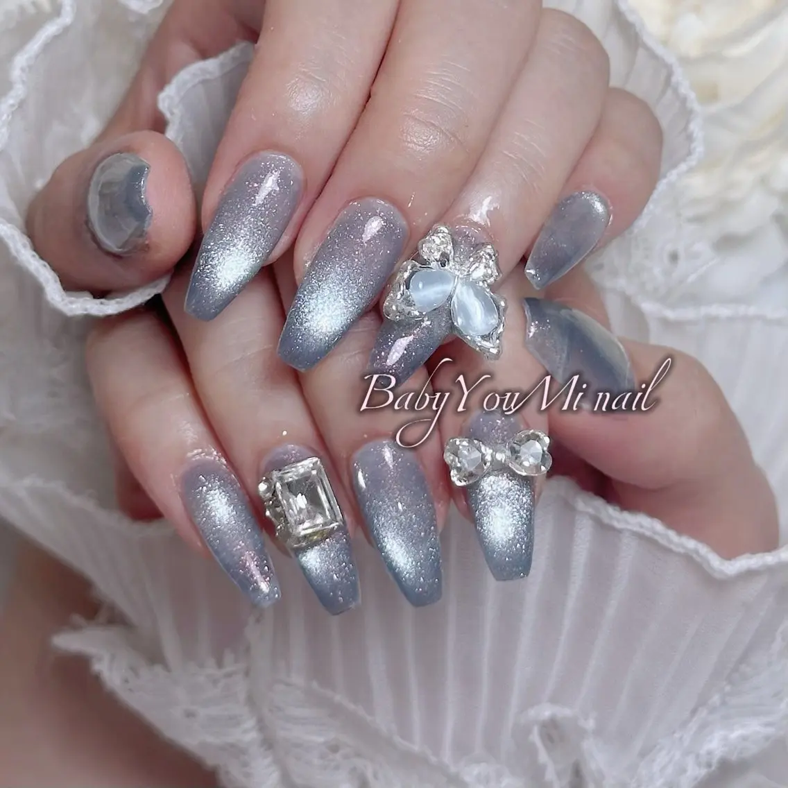 ネイル オーロラネイル チークネイル 成人式 フットネイル フレンチネイル ハンドネイル BabyYouMi nailのネイルデザイン