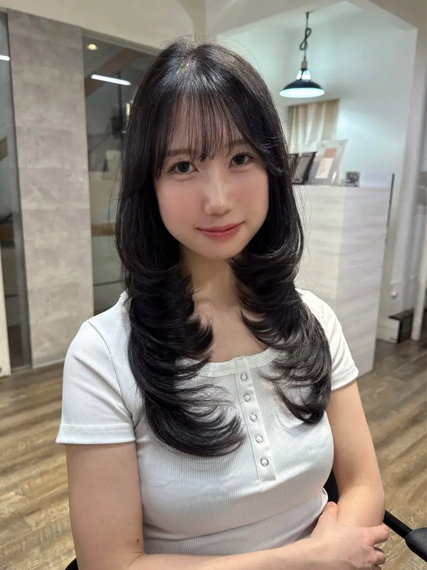 ロング 髪質改善 レイヤーカット 似合わせカット トリートメント Anju/小顔カット /似合わせカラーのヘアスタイル