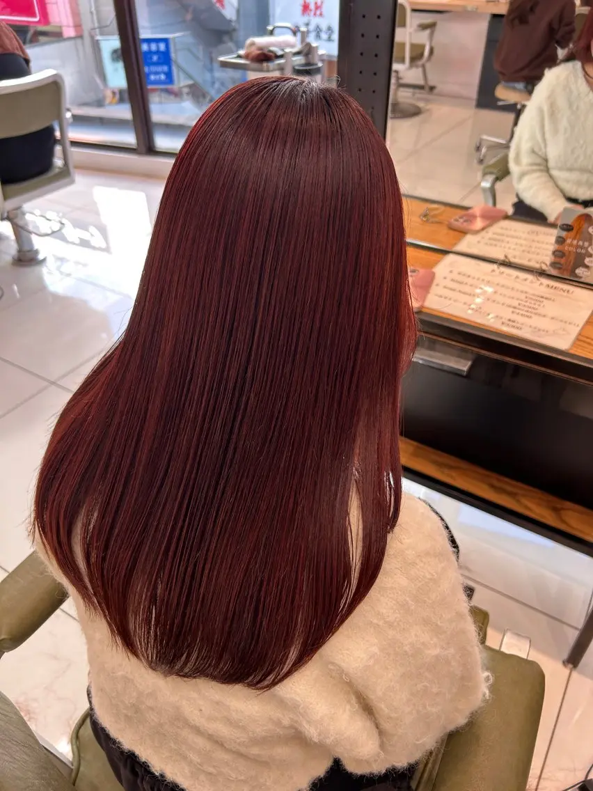 セミロング カラー ブリーチ ブラウンカラー ブリーチなしカラー レッドカラー レッドブラウン カット ヘアカラー トリートメント ダブルカラー 🩷Rio🩷のヘアスタイル