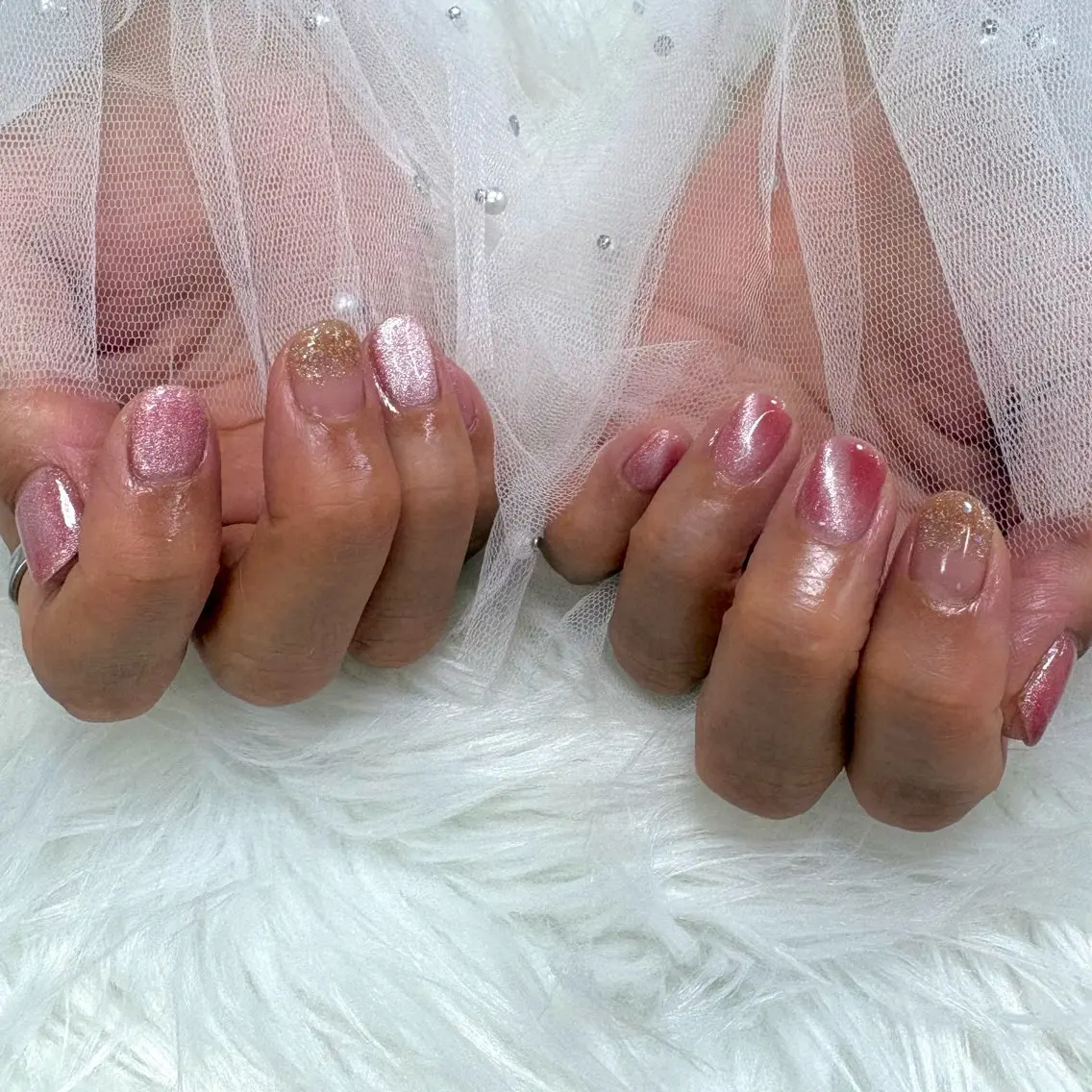 ネイル グラデーション ラメ(グリッター) ラメグラデーション マグネットネイル ハンドネイル SHINE nail salonのネイルデザイン