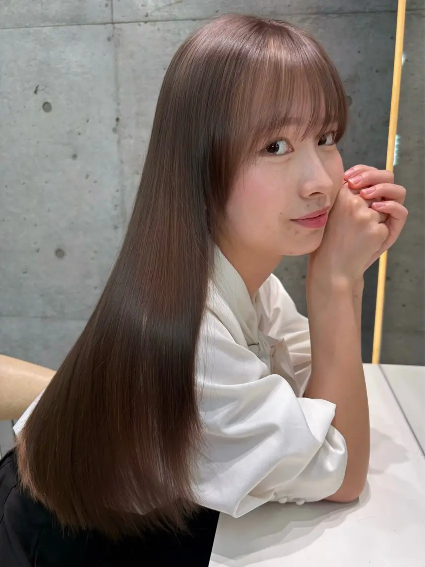 ロング カット 縮毛矯正 トリートメント 福岡縮毛矯正✨️ ストレート 向井和輝のヘアスタイル
