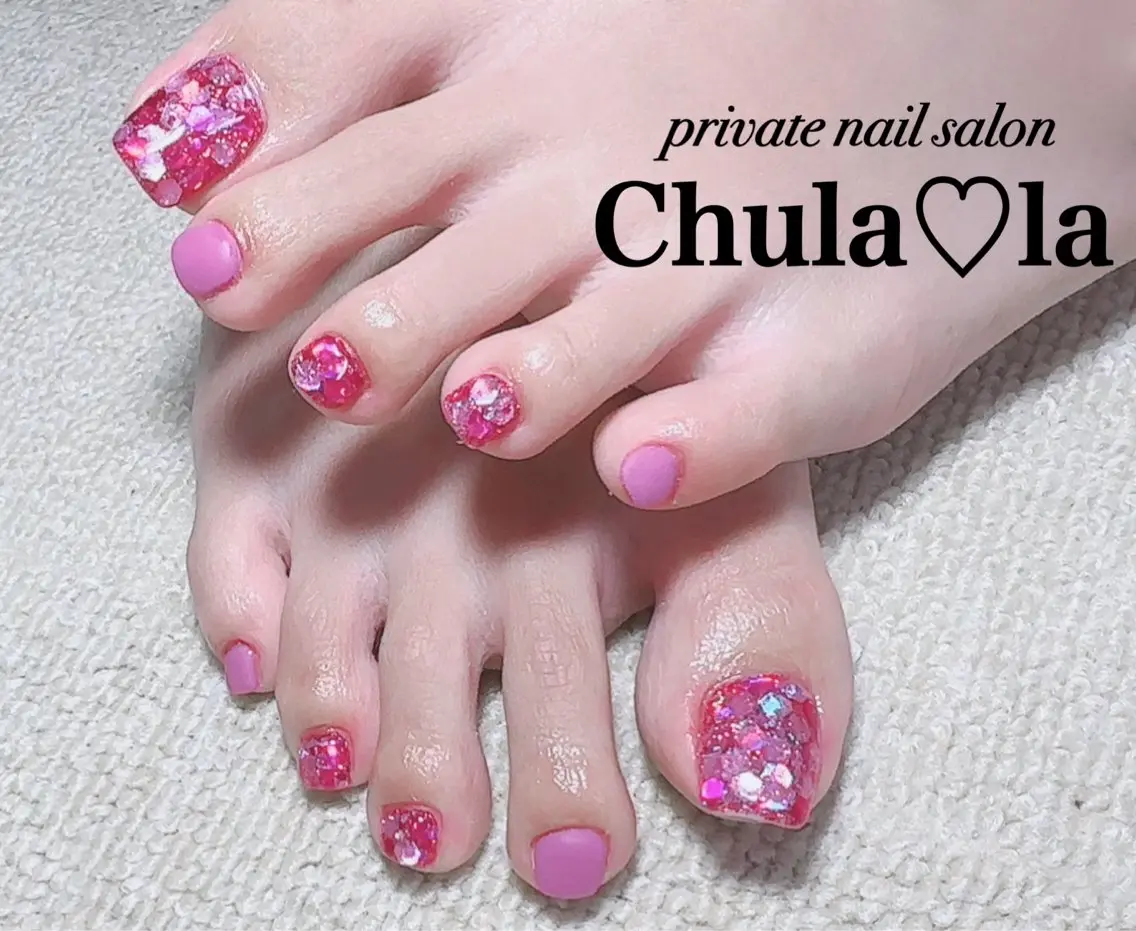 ネイル ホログラムネイル マットネイル フットネイル Chula♡la 豊見城市高安のネイルデザイン