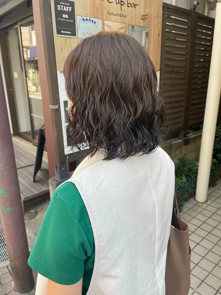 ミディアム カラー パーマ 髪質改善 縮毛矯正/ レイヤー/銀座/本木のヘアスタイル