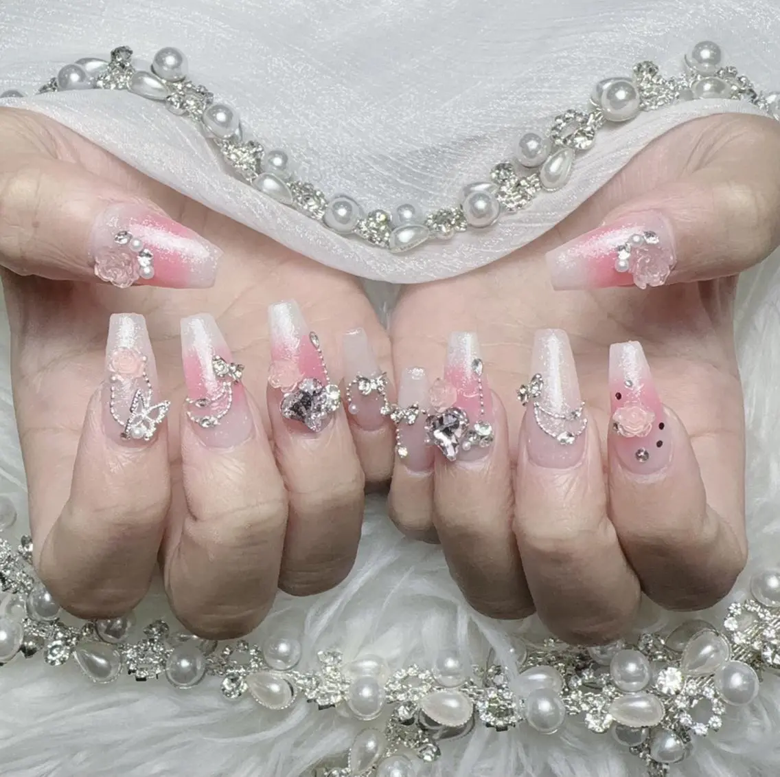 ネイル 成人式 ジェルネイル マグネットネイル 大理石ネイル(マーブル) 持ち込み ハンドネイル K.bi_nail ネイル長さ出し専門店のネイルデザイン
