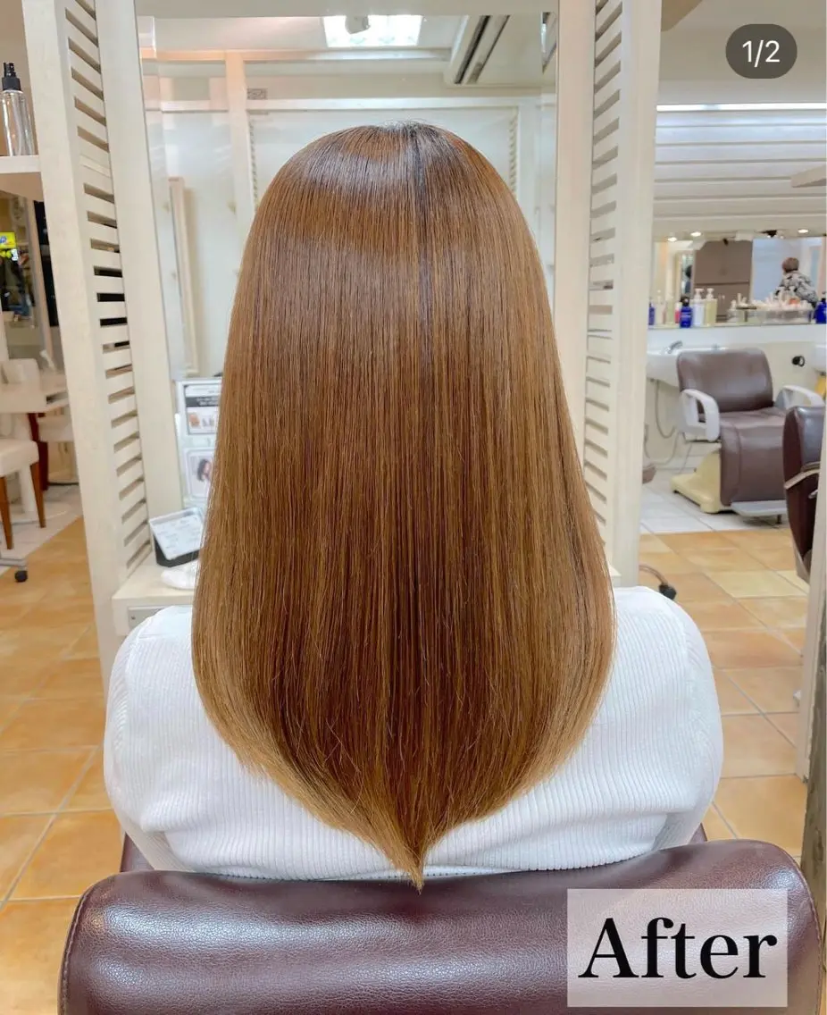 セミロング 縮毛矯正 縮毛矯正専門店 Aoneエーワンのヘアスタイル