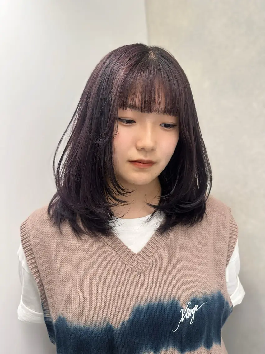 セミロング カラー 韓国ヘアメンズ・レデ ィース特化ミクのヘアスタイル