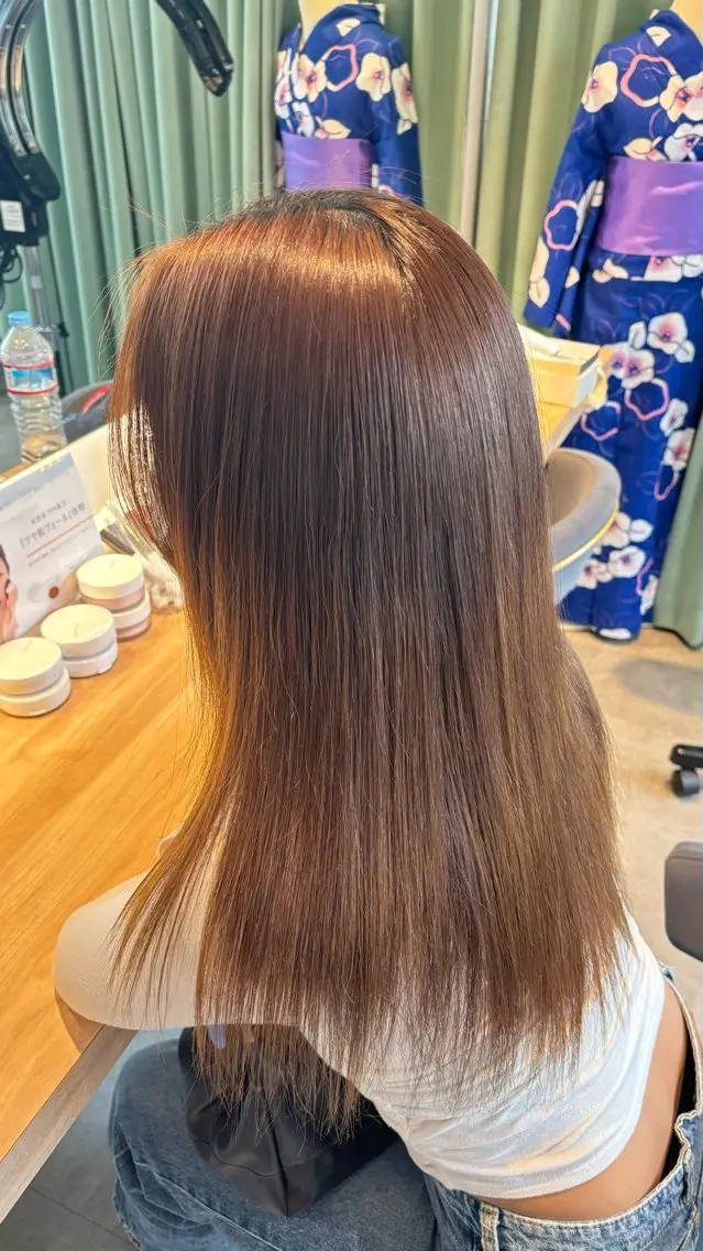 ロング 髪質改善 トリートメント トリートメント りあの🎀 /暖色カラー🍒のヘアスタイル