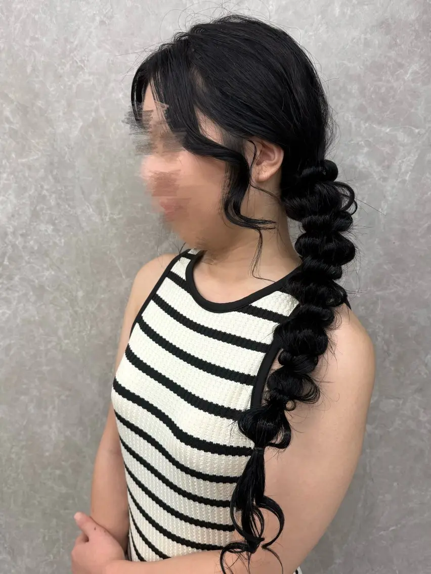 ロング ヘアアレンジ ハーフアップ お団子ヘア 結婚式・ブライダル ヘアセット ゆうあ/難波/ 艶髪カラー/韓国風のヘアスタイル