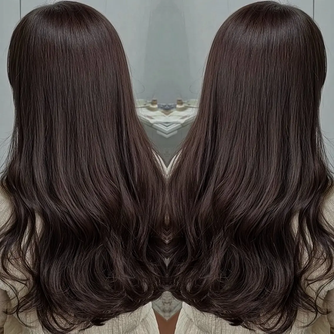 ロング カット ヘアカラー 🍀似合わせ透明感 カラーアヤナ🍀のヘアスタイル