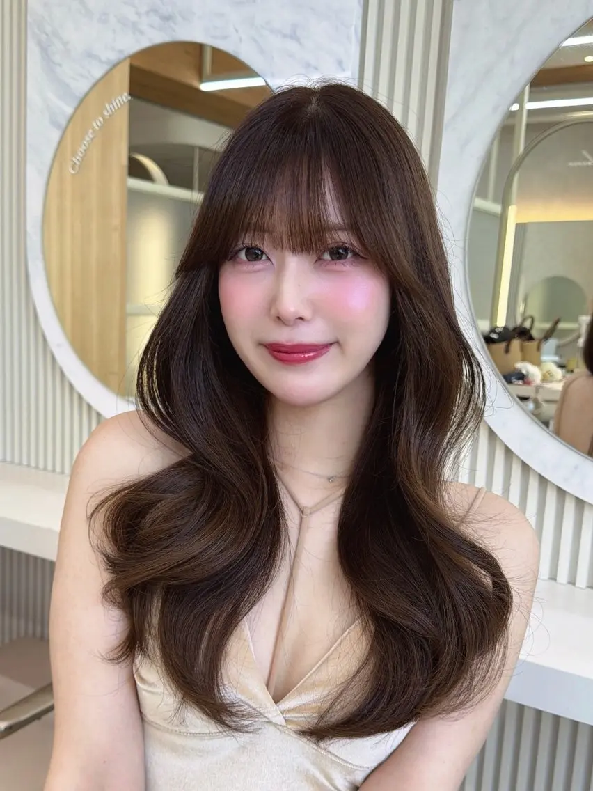 ロング カット ヘアカラー トリートメント 顔周り/レイヤー /前髪/TAKUのヘアスタイル