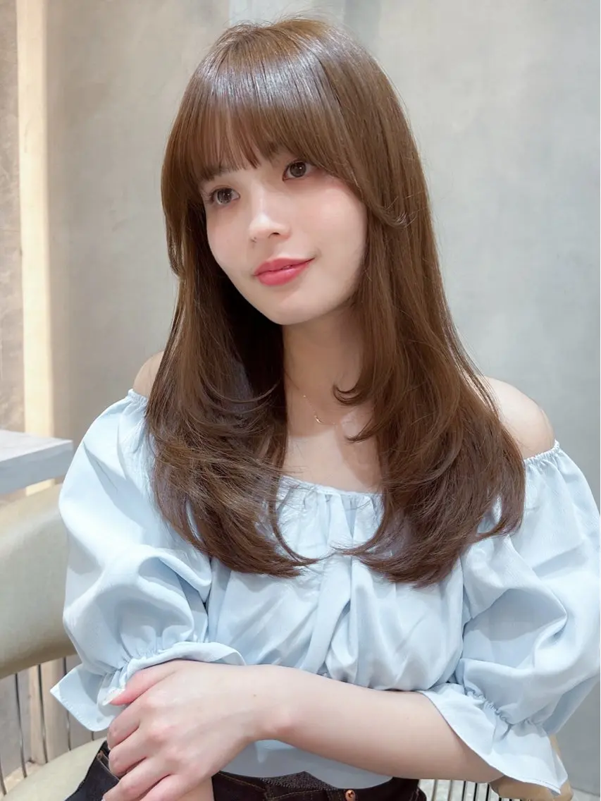 ロング 韓国風ヘア レイヤーカット カット ヘアカラー レイヤーカット/艶 髪カラー/木村和生のヘアスタイル