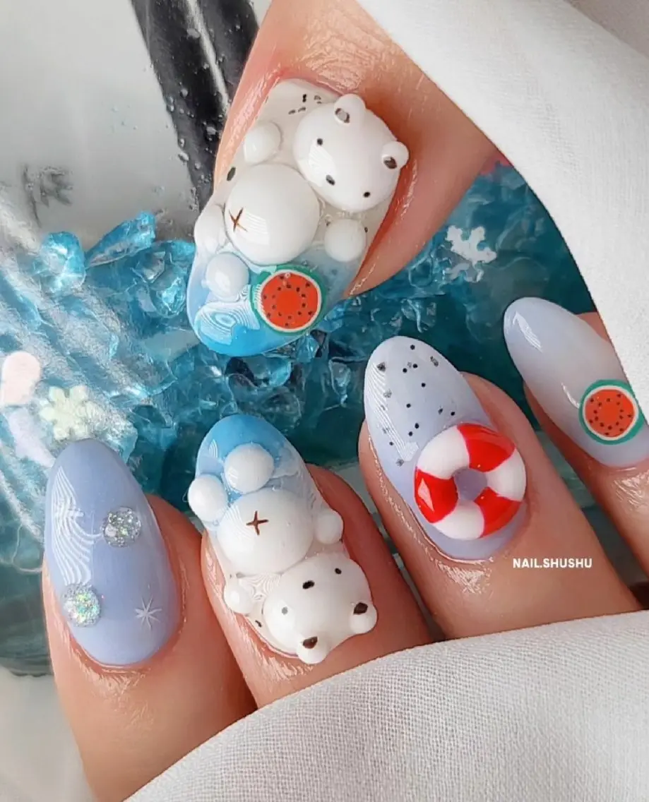 ネイル 持ち込み ニュアンスネイル ワンカラーネイル シンプルネイル 夏ネイル 3dパーツ/流行り 👧shushu❤️のネイルデザイン