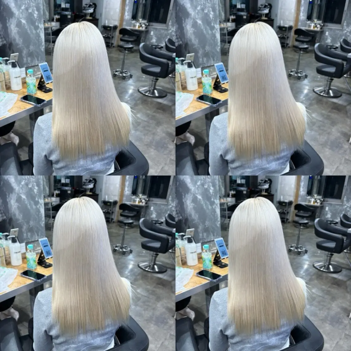 ロング カラー ヘアカラー トリートメント 透明感ベージュ/ レイヤー縮毛矯正のヘアスタイル