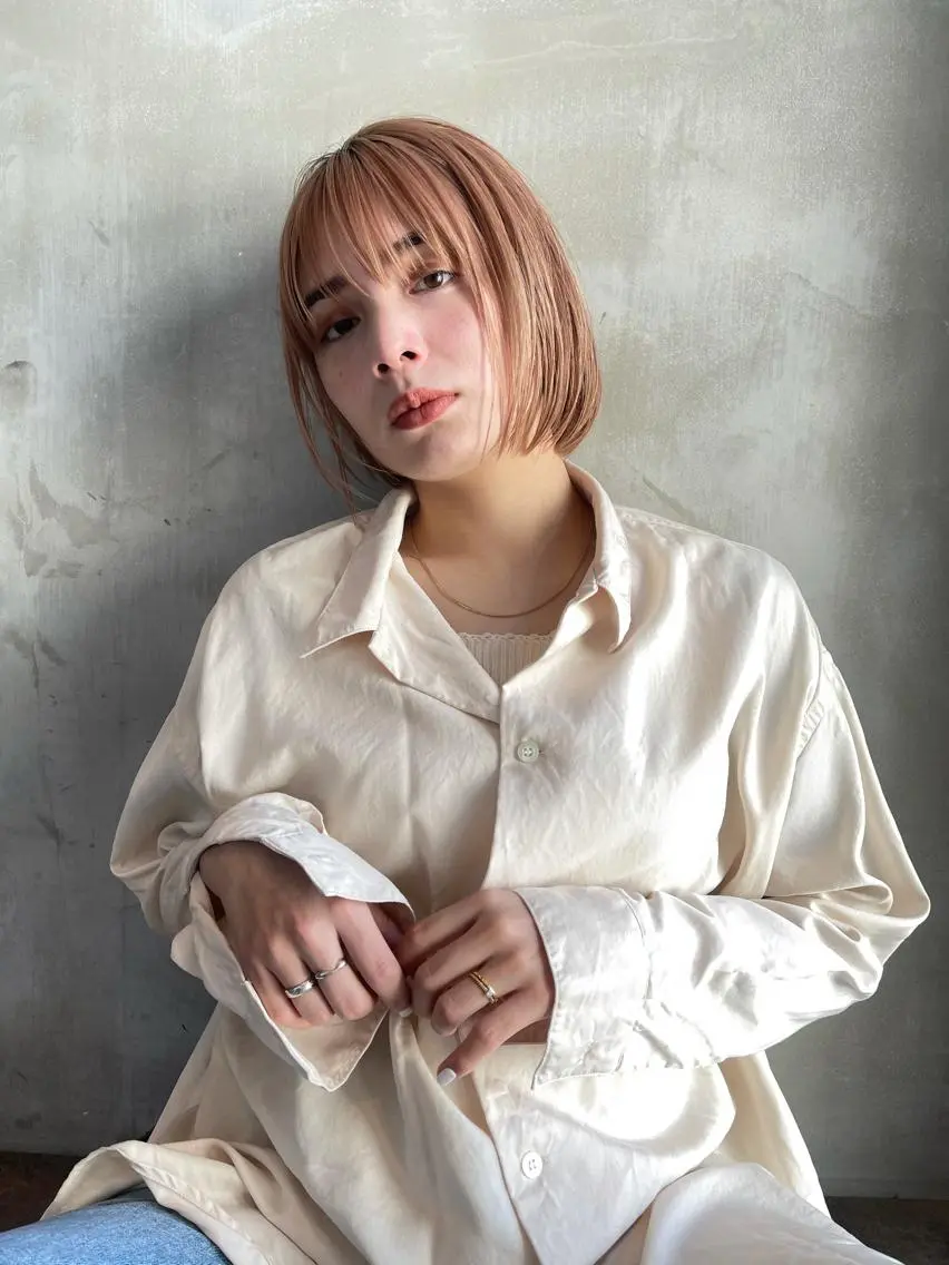 【人気No.2】平日限定!デザインカット&ナチュラルカラー&外部補修トリートメント 切りっぱなしボブ大人気🌈の写真