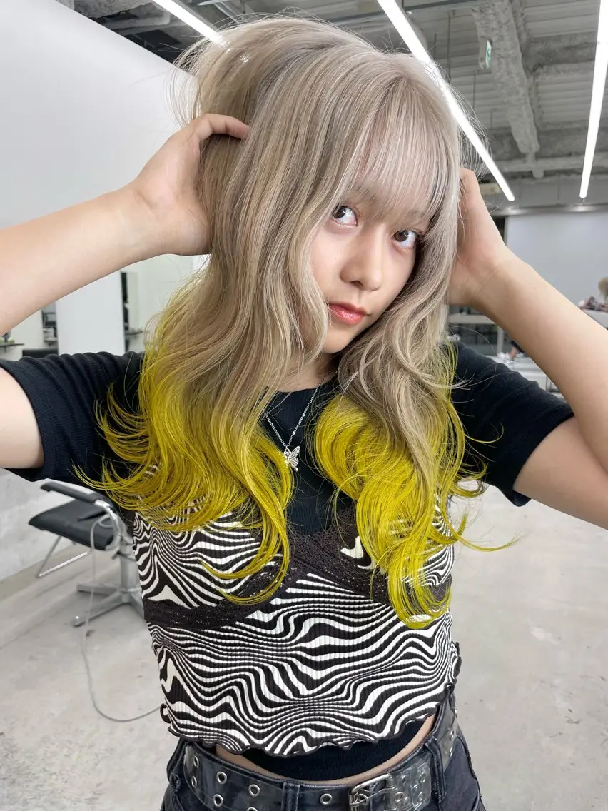 ロング カラー ブリーチ ケアブリーチ ロング トリートメント ヘアカラー ブリーチ/ハイトーン 名古屋栄/SHIONのヘアスタイル