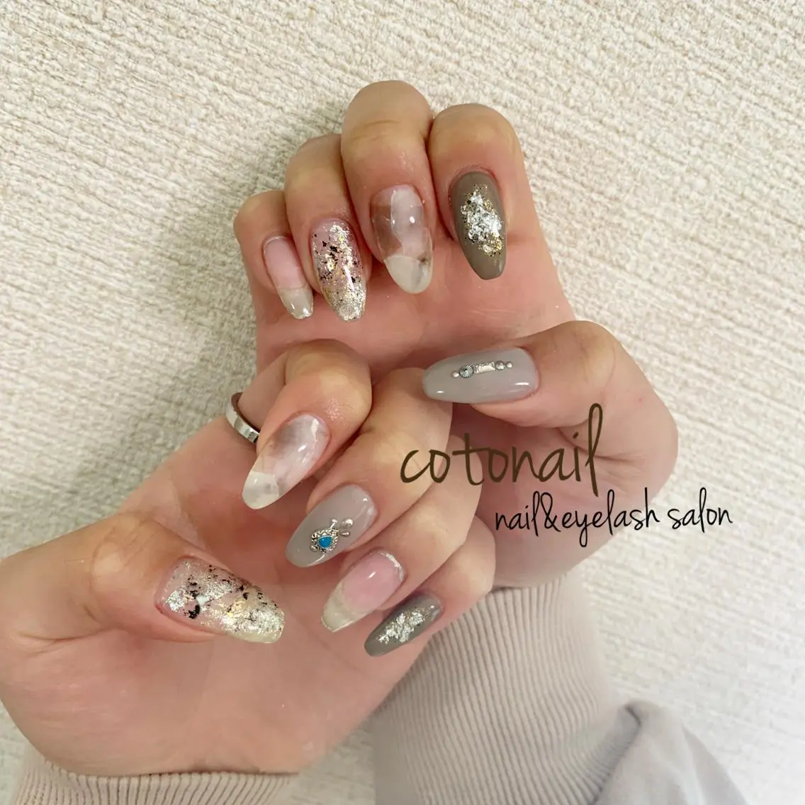 セミロング ネイル アートネイル ハンドネイル ツメトマツゲ .のネイルデザイン