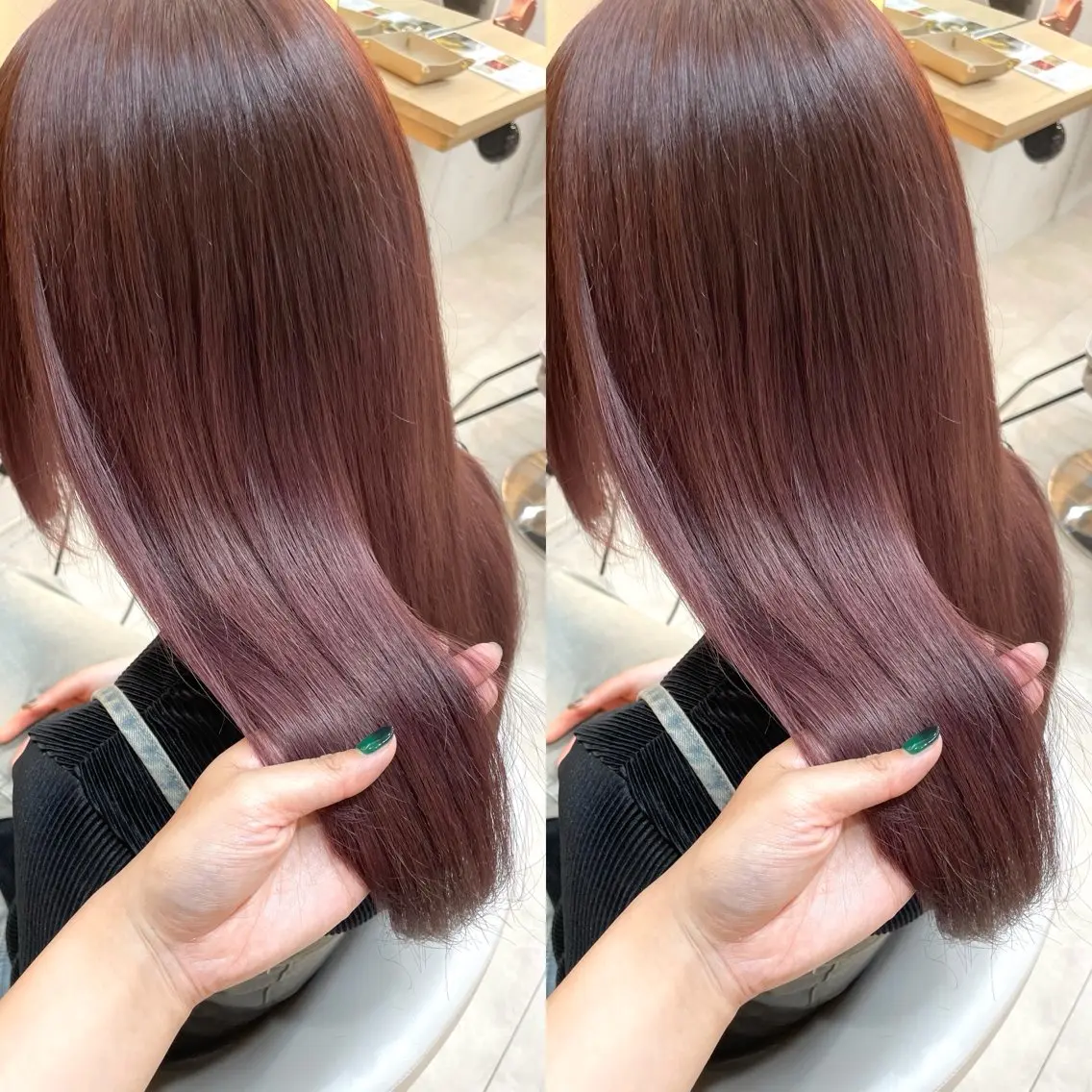 ロング カラー ブリーチ ブラウンカラー ダブルカラー ブリーチなしカラー ピンクカラー ヘアカラー トリートメント ヘアセット ブリーチ無しダブル カラー🦕まどかのヘアスタイル