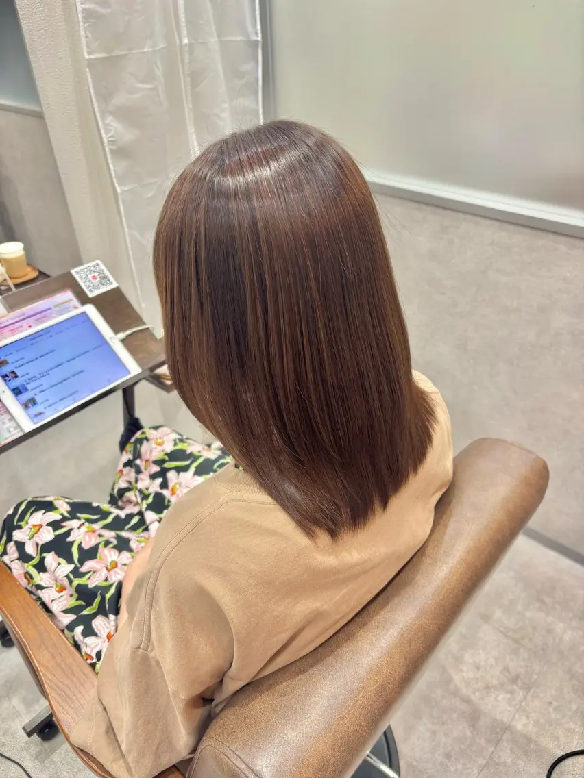 ミディアム 久保田康雅　辻堂 髪質改善×縮毛矯正のヘアスタイル