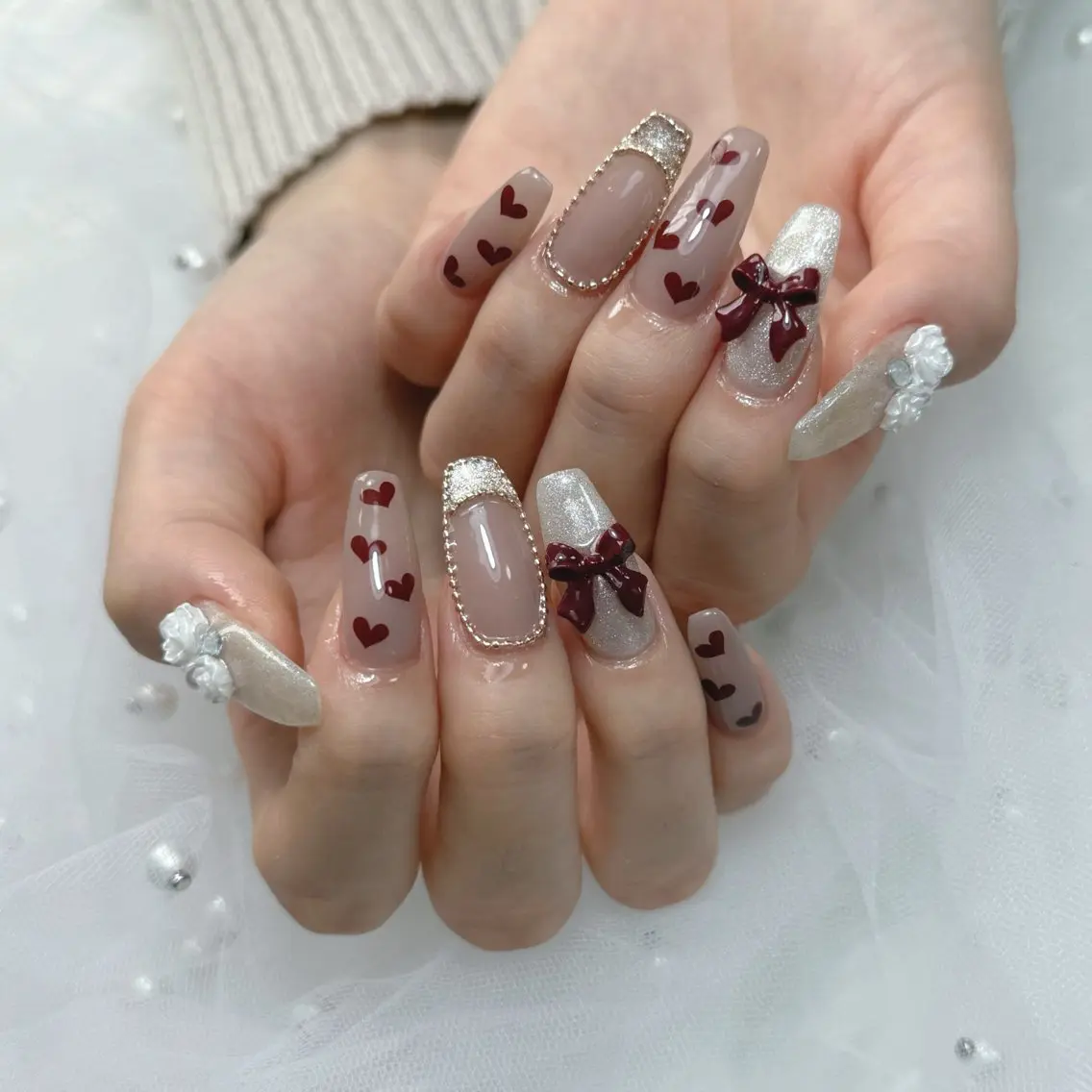 ネイル 持ち込み バレンタイン ハンドネイル L'ino nailのネイルデザイン