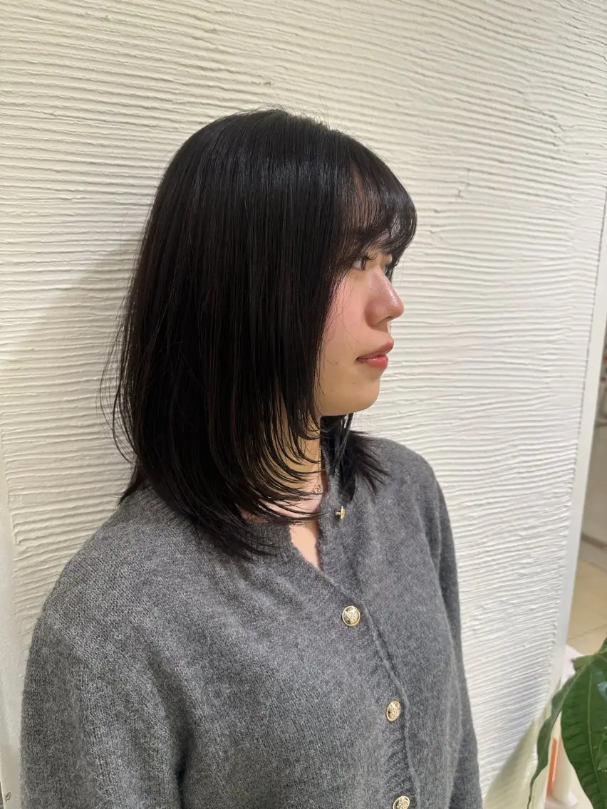 セミロング 顔周りカット レイヤーカット トリートメント 中村 日向大のヘアスタイル
