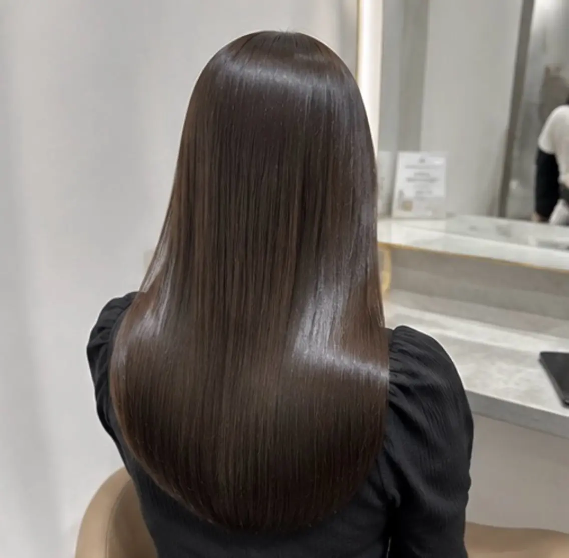 ロング パーマ 縮毛矯正 🍒モテ暖色カラー × うる艶✧ ゆなのヘアスタイル