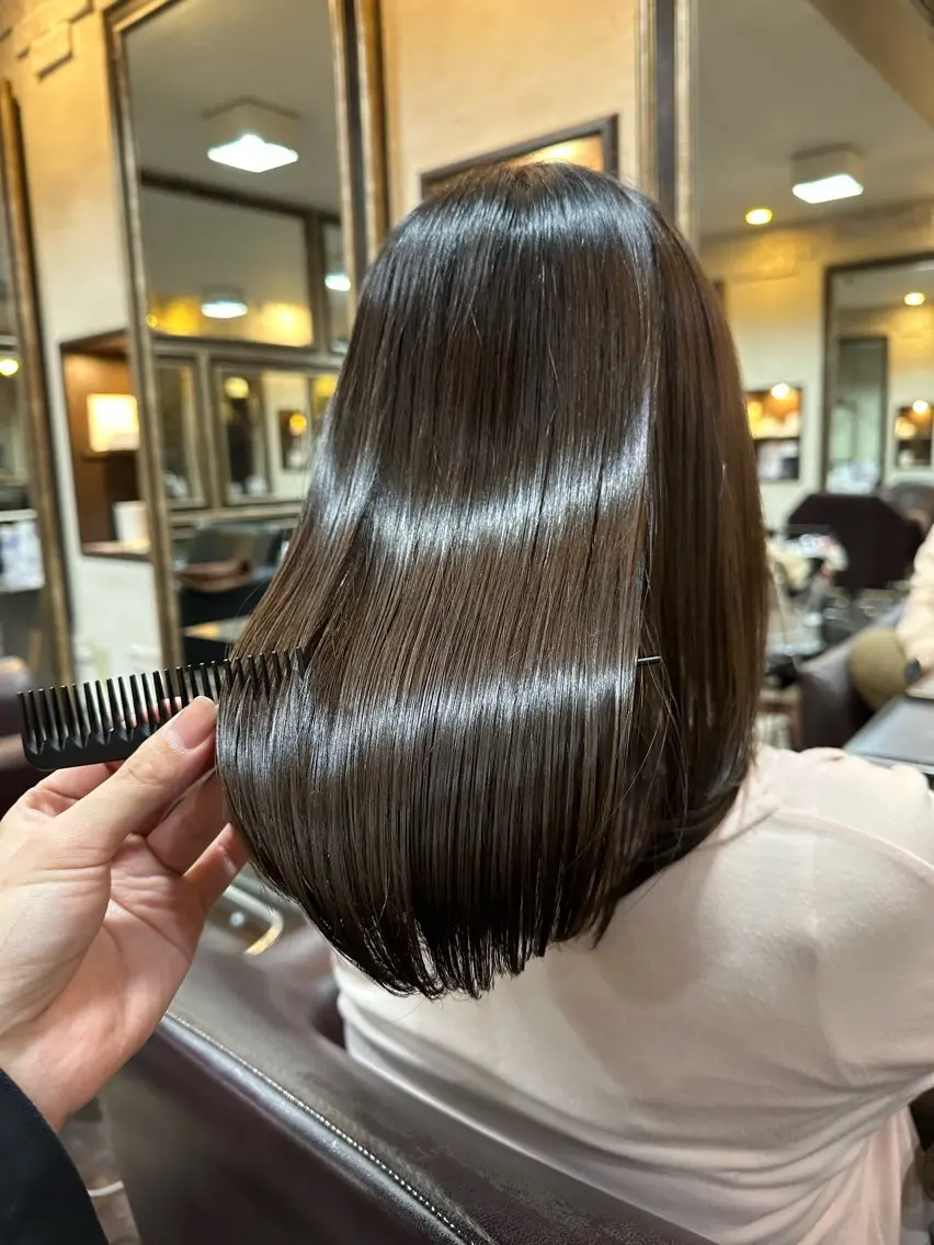 セミロング 縮毛矯正 髪質改善 田中大貴のヘアスタイル