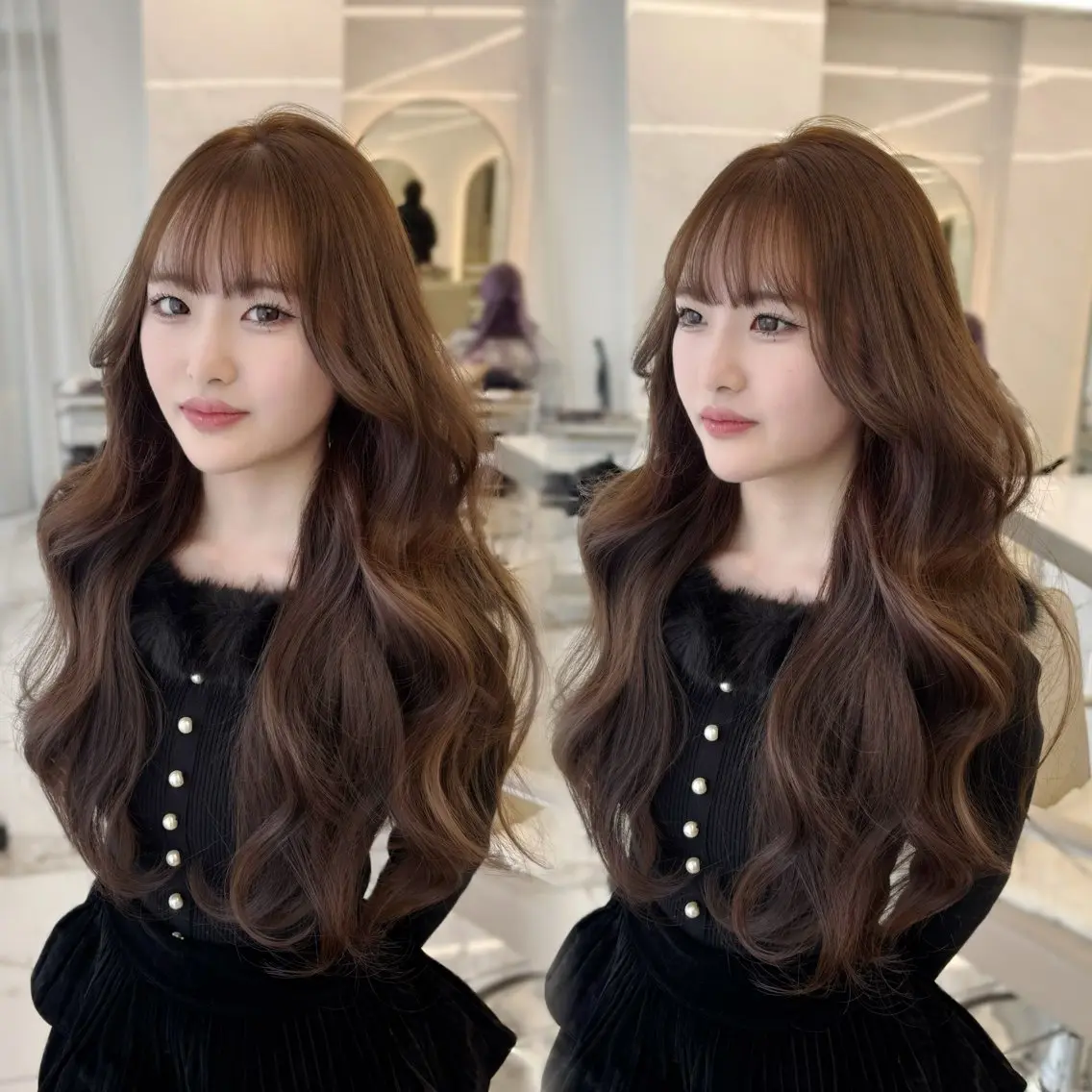 ロング カラー ベージュカラー レイヤーカット カット ヘアカラー トリートメント chii/グレージュ /ハイレイヤーのヘアスタイル