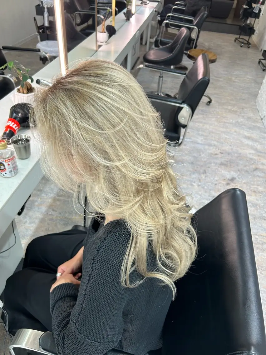 ロング カラー ハイライトカラー ハイライト ヘアカラー レイヤーカット BLend 渋谷のヘアスタイル