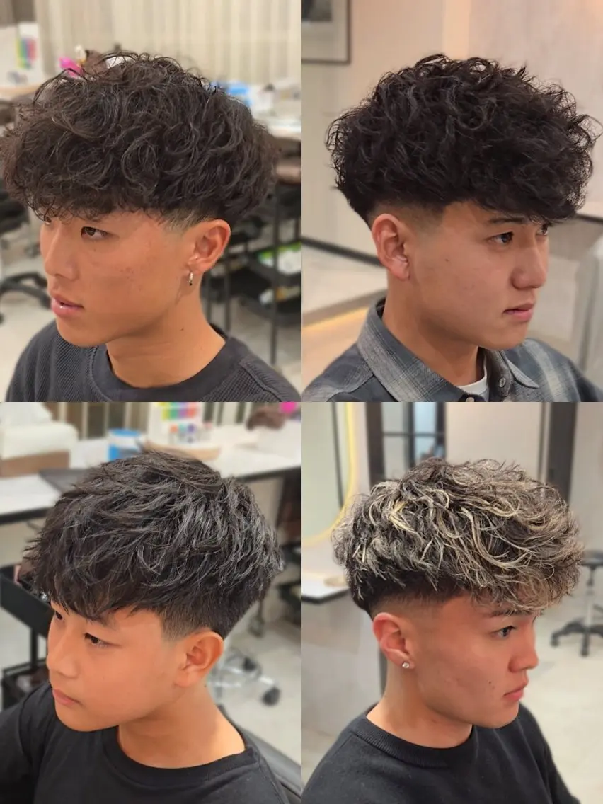 ミディアム パーマ メンズ スペインカール カット パーマ ヘアセット LEN名古屋/パーマ 海外ヘア/メンズ特化のヘアスタイル