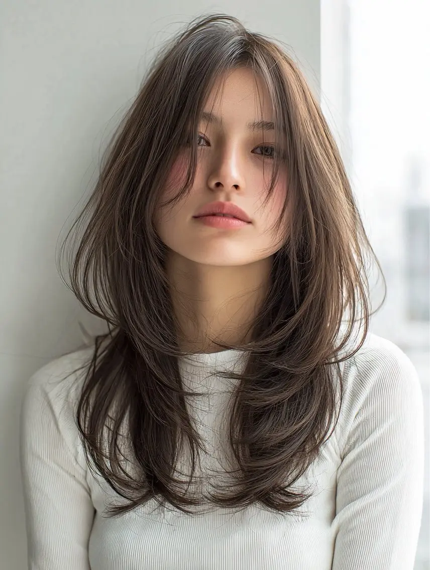 ロング 縮毛矯正 絶対綺麗な暖色カラー 🎯あります✨増渕✨のヘアスタイル